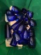 Cobalt blue glassware & 2 plastic tubs