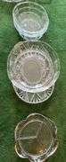 Clear glass Pyrex bowls, divided silver edge bowl
