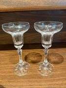 Etched glass basket, misc stemware