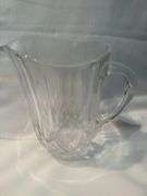 Cut crystal wine decanter 7 1/2" t, crystal pitcher 7", 2 wine stoppers