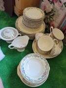 Vintage Crown Potteries Co Checkerboard Floral Dishware (some Chips)