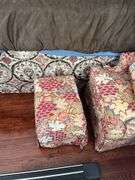 Upholstered wingback chair w/ matching ottoman