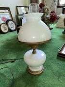 18” tall Vintage milk glass lamp