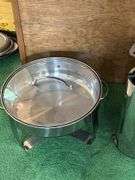 Fry daddy basket, fondue pot, sckewers, coffee server, misc