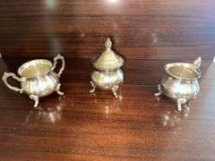 Towle silver plate coffee and tea service with tray