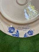 Blue/white porcelain pitcher, 16” repaired round platter