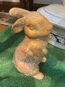 Rabbit covered dish, bowl & figurine