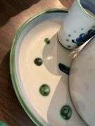Large MA Hadley dispenser, 5 mugs, 18” platter