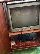 Double door Mahogany cabinet w/ TV, Sony DVD player