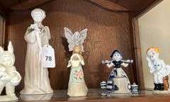 Angel figurines, dept 56 snow bunny, Dutch girl bell