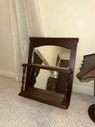 Wooden candle holder, wall shelf with mirrored back