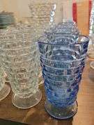Indiana Glass Whitehall Ite Tea Tumblers (6 Blue, 8 Clear, Vase)