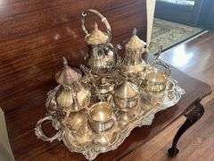 Towle silver plate coffee and tea service with tray