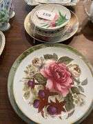 Hand painted porcelain plates, saucers, bone dishes