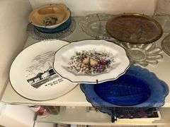 Misc clear glass plates Mt Vernon plate, 22k trim plate