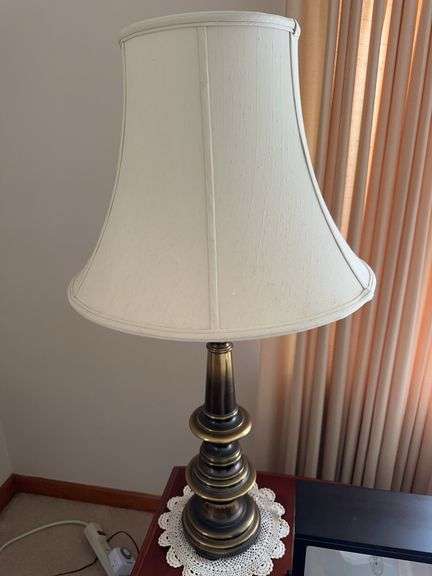 Pair of brass lamps 34” tall image