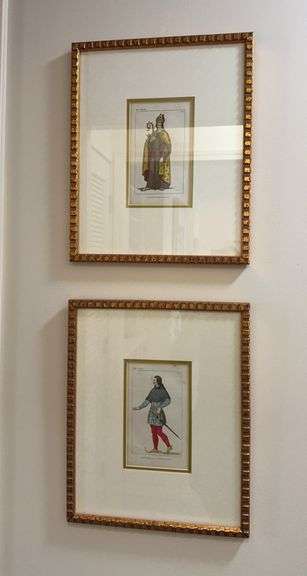 Pair of Medieval framed prints 13” x 16.5” image