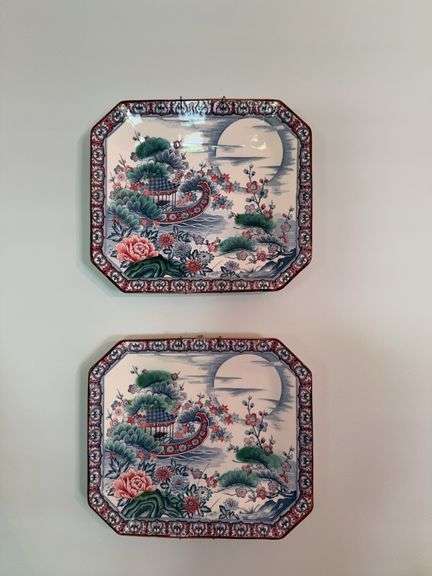 4 Asian style plates with hangers marked Japan image