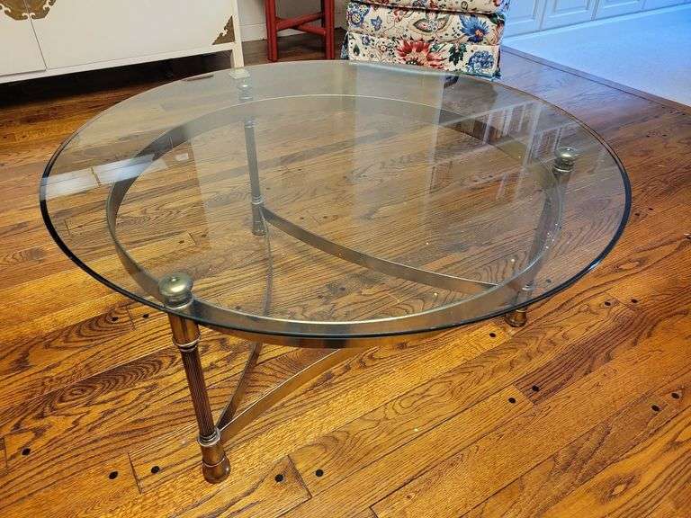 Glass Top Coffee Table w/ Metal Legs image