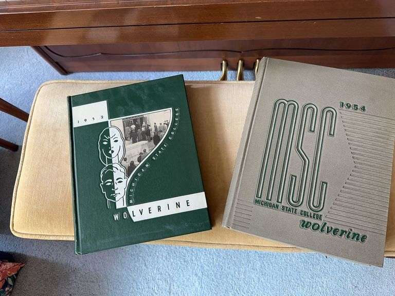 1952 and 1954 Michigan State College yearbooks, trophy image