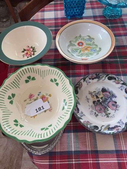Vintage Avon plate, decorative bowls, small silver plate oval tray image