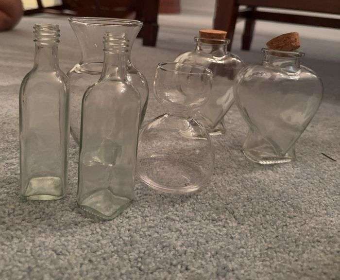 Lot of miniature glass bottles and vases image