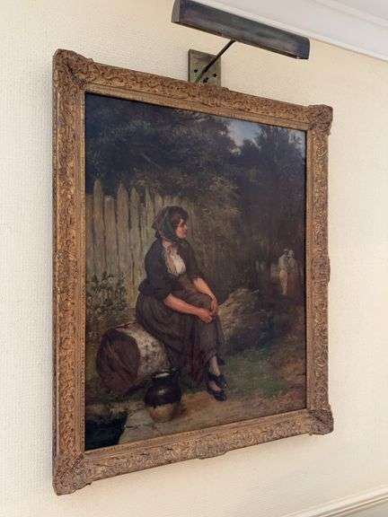 Painting on canvas, signed W. Oliver, in ornate frame 34”w x 42”h image