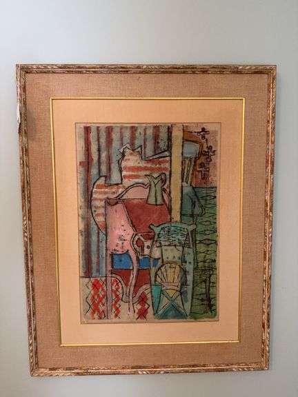Framed fabric wall hanging 24" x 30" image