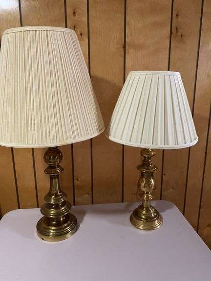 Two brass table lamps 26” and 30” image