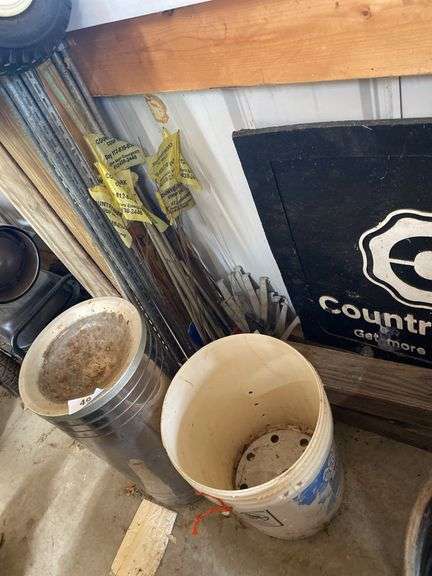 Floor ashtray, pipe flange, Country Mark mud flap, shelving hardware image