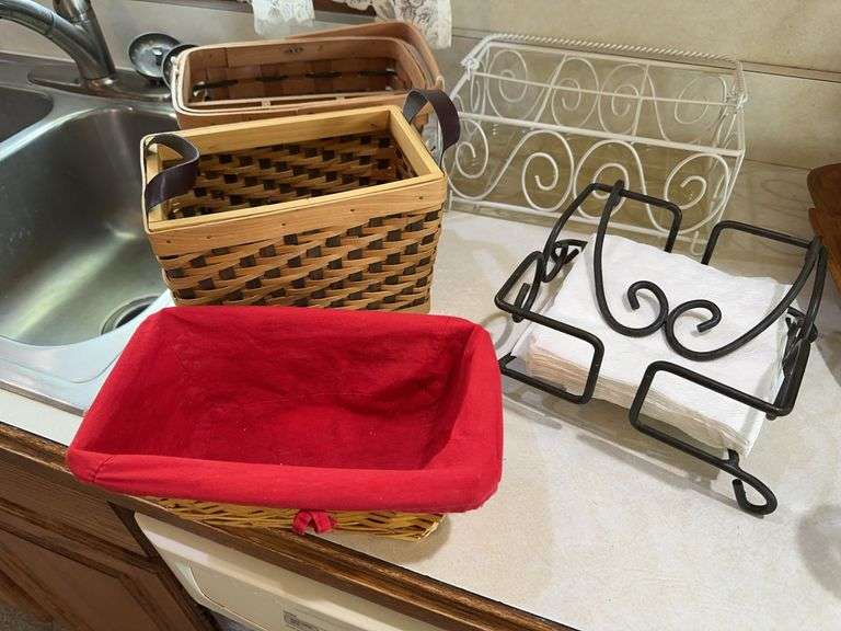 Metal napkin holder, baskets, metal jar holder image