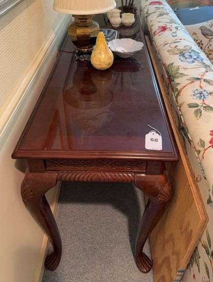Cherry sofa table with Queen Anne style legs 53.5”l x 16.5”w x 26”h image