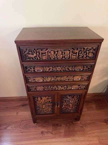 Carved silverware cabinet image