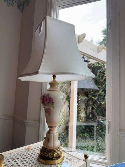 Hand painted rose lamp 31” tall image