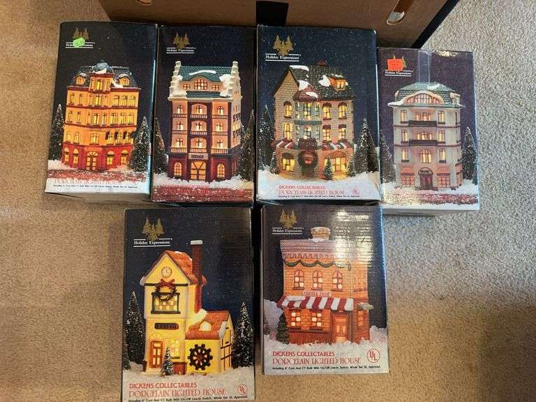 6 Dickens village pieces image