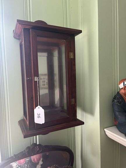 Hanging display case with mirrored back 11" w x 22" t x 8" d image