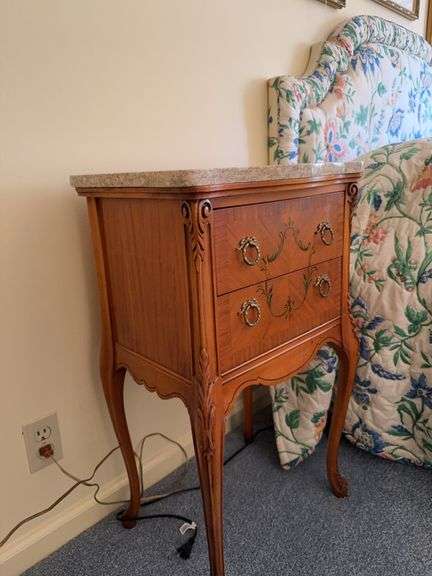 French Antique marble top night stand image