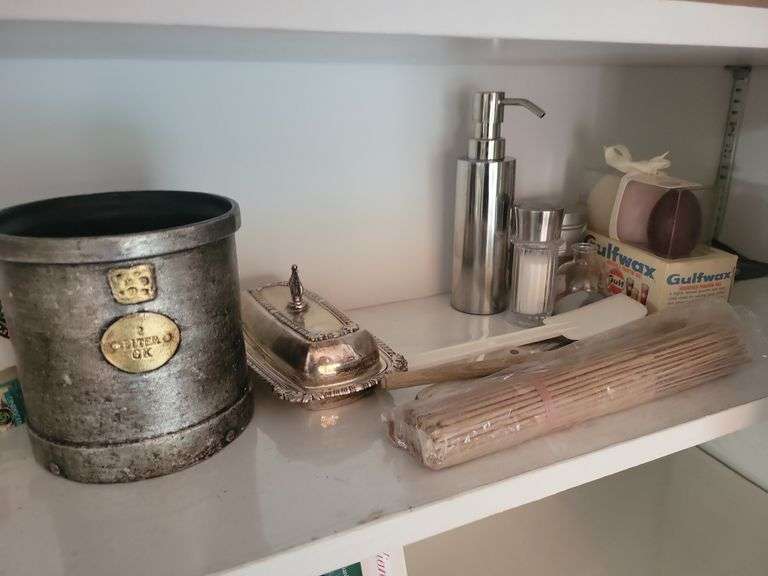 Stainless Butter Dish, Pewter Tankard, Salt/Pepper, misc image