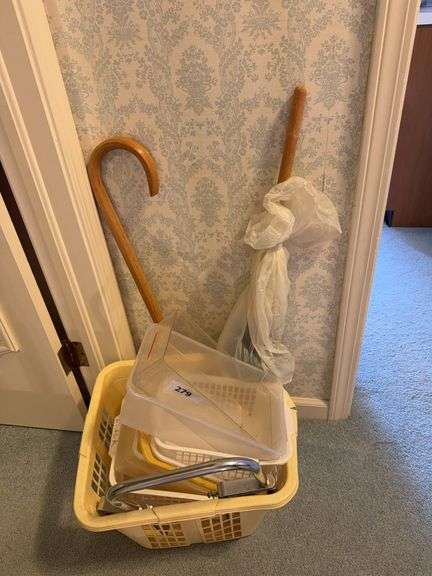 Plastic baskets, cane, grab bar image