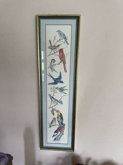 Signed and numbered limited edition bird print 33.5” x 9.5” image