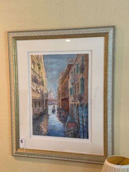 Pair of matted and framed watercolor, signed Marty Trull, 26”w x 32”h image