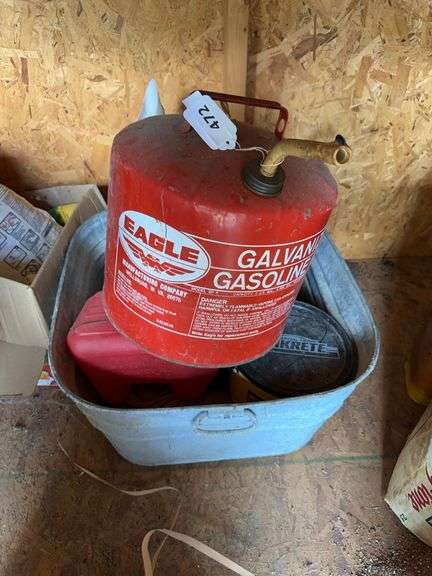 Galvanized bucket, gas cans image