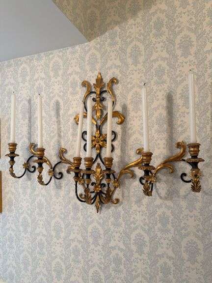 Vintage Black and Gold Metal Wall Sconce image