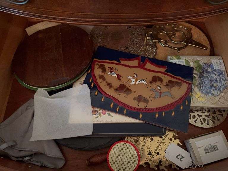Contents of drawer on buffet image