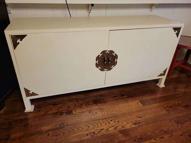 Sofa Table Cabinet w/Asian Hardware 60 x 29 x 18. Excluding Contents image