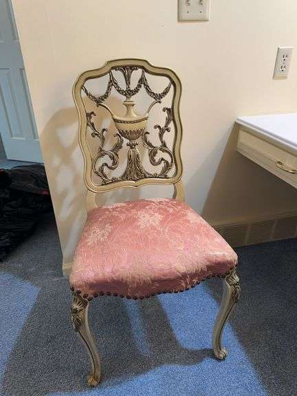 Carved side chair with upholstered seat image