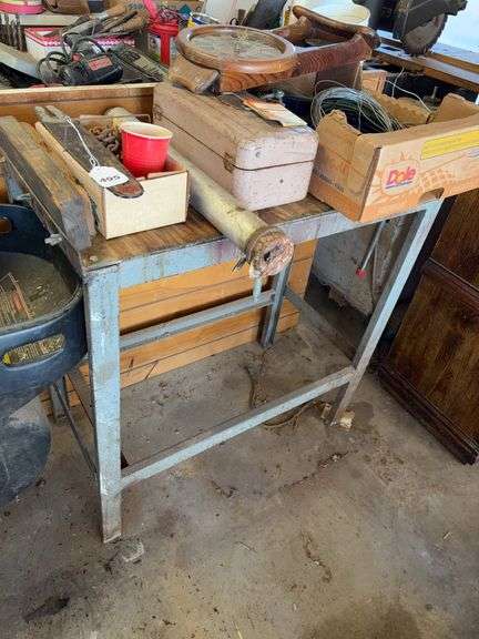 Steel frame work table & contents image