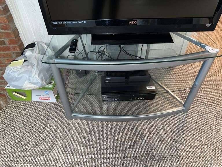 Glass shelf TV stand image