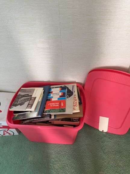 Large lot of books, two plastic tubs image