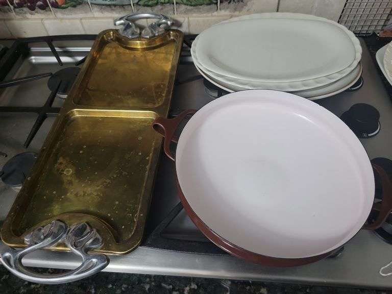 Platters, Metal Serving Tray, Dansk Enamel Paella Pan image
